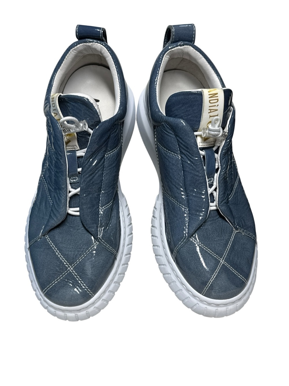 Andia Fora Blue Patent Leather
Laceless Sneakers Size 36